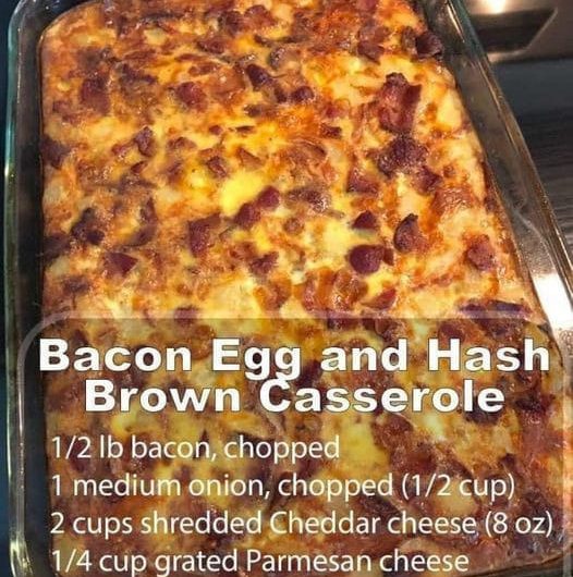 BACON EGG AND HASH BROWN CASSEROLE (LAZY WEEKEND BREAKFAST)