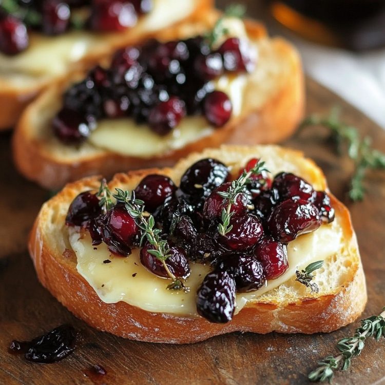 Crispy Crostini with Balsamic Roasted Cranberries and Creamy Brie