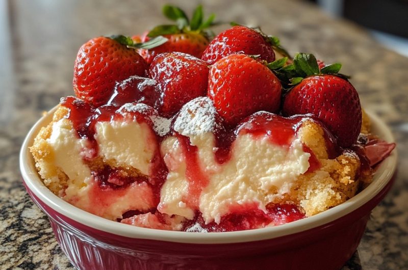 Scrumptious Strawberry Cheesecake Dump Cake