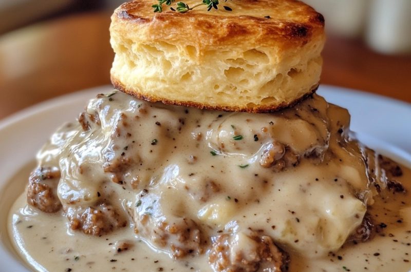 Beef Sausage Gravy & Biscuits