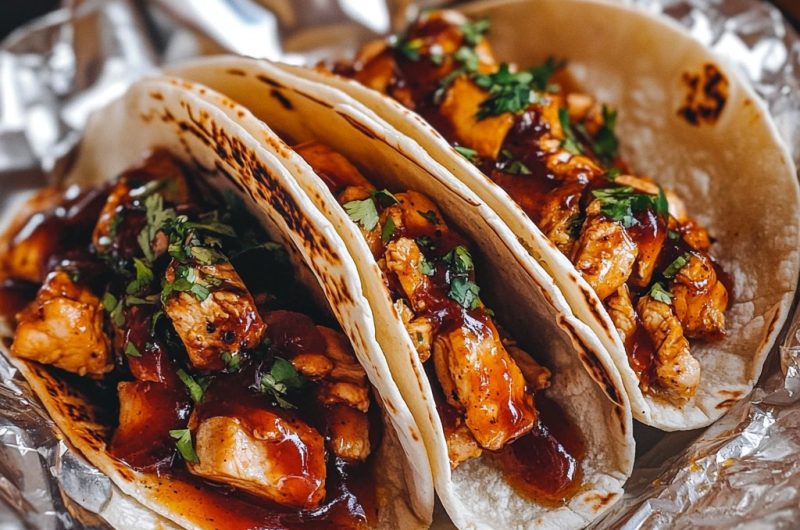 Garlic Butter Honey BBQ Chicken Tacos