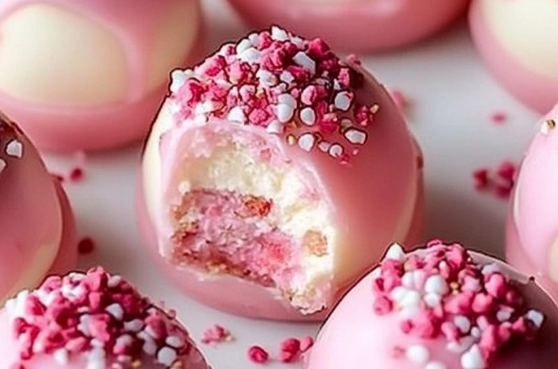 Pink Strawberry Cheesecake Truffles