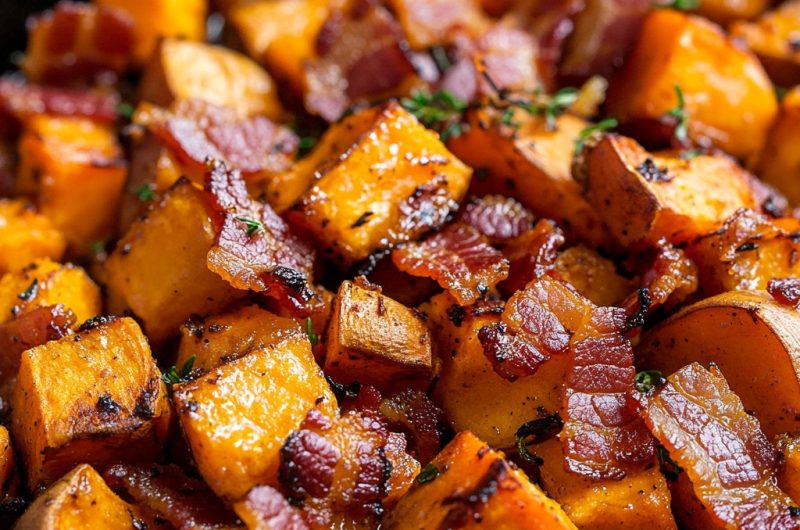 Maple Bacon Roasted Sweet Potatoes