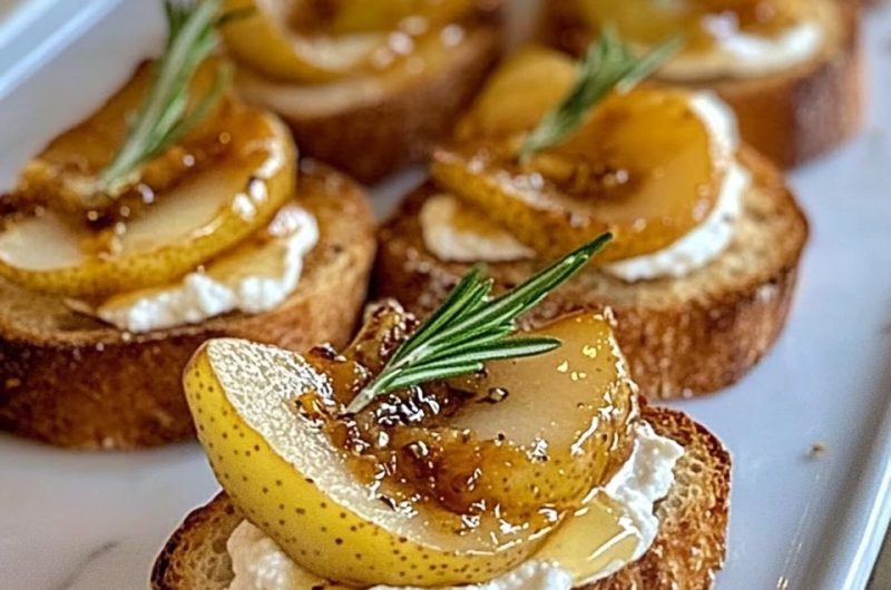 Caramelized Pear & Goat Cheese Crostini