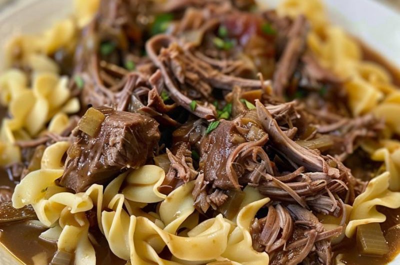 Crockpot Mississippi Beef and Noodles