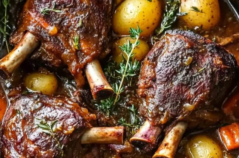 Slow-Cooked Lamb Shanks with Herb-Infused Gravy