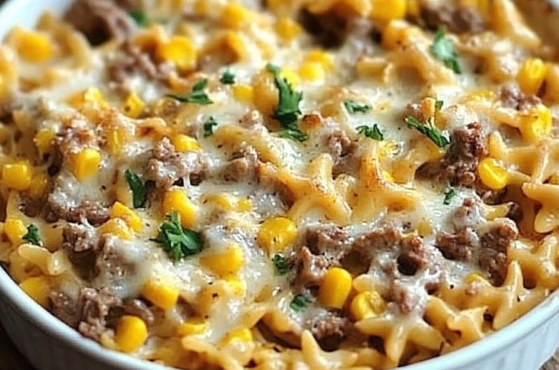 Ranch Beef & Roasted Corn Bowtie Casserole