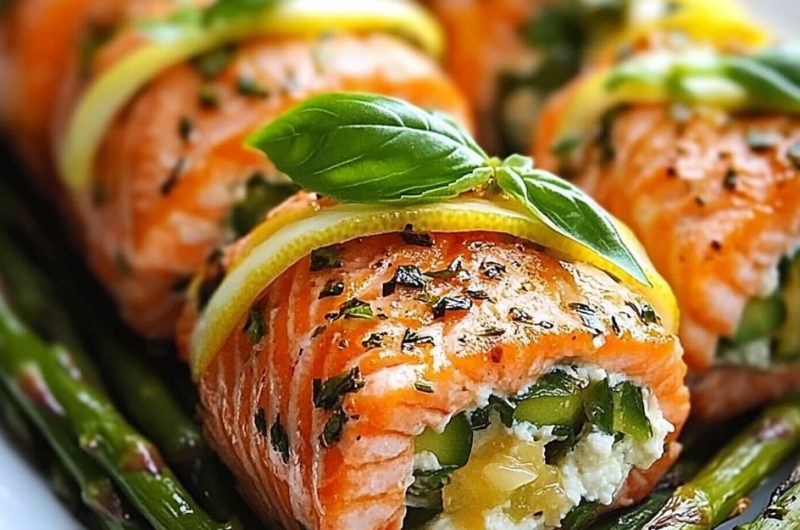 Lemon Basil Salmon Rolls