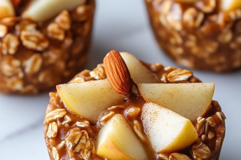 Almond Butter Apple Cinnamon Baked Oatmeal Cups