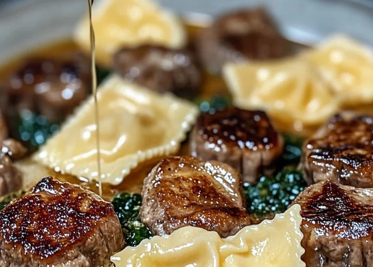 One-Skillet Garlic Butter Steak & Cheese Ravioli