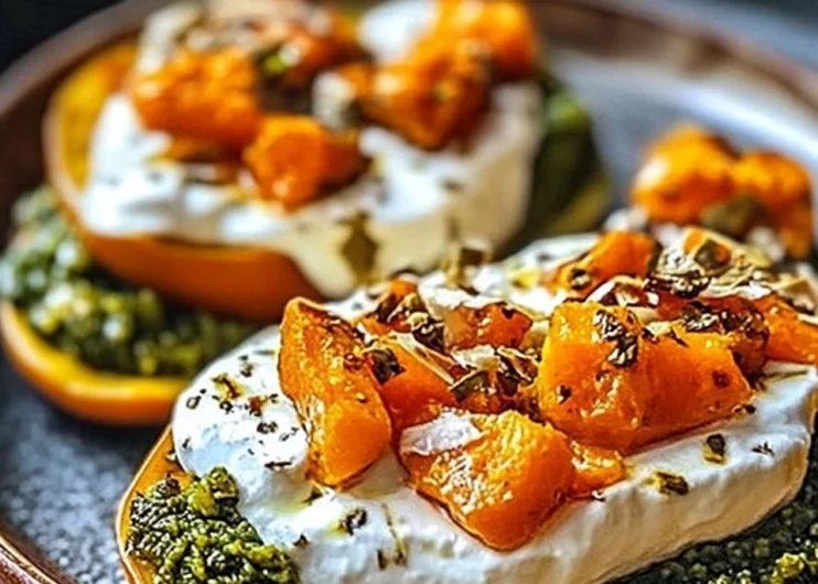 Stuffed Sweet Potatoes with Burrata, Pesto & Walnuts
