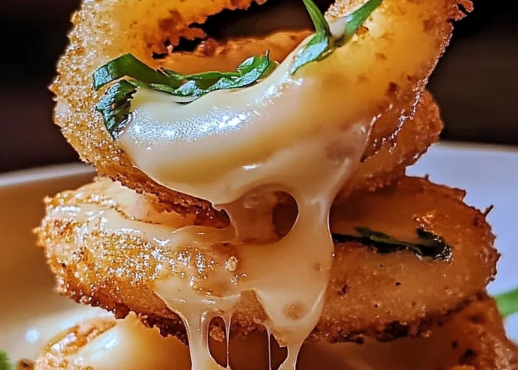 Mozzarella-Stuffed Onion Rings with Garlic Butter