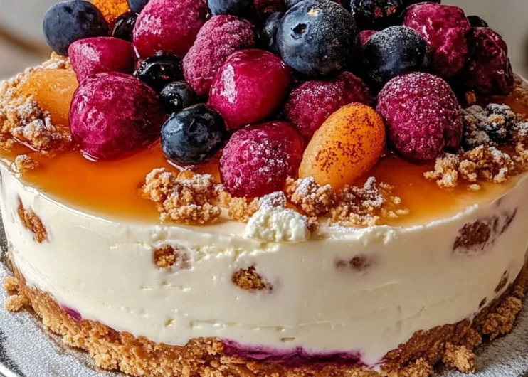 Summer Berry and Peach Cheesecake
