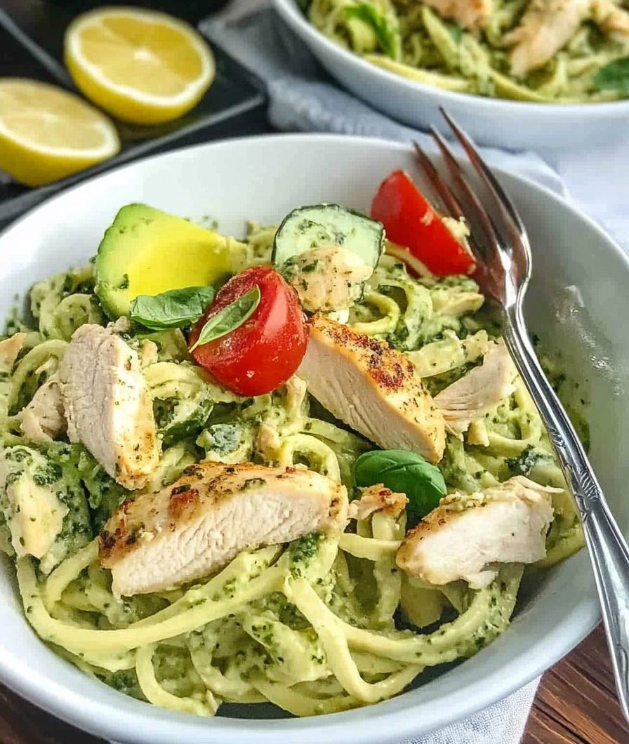 Creamy Chicken and Avocado Pesto Zoodles