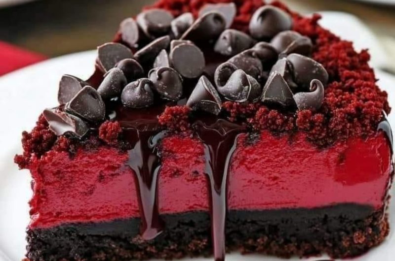 Red Velvet Cookie Dough Cheesecake