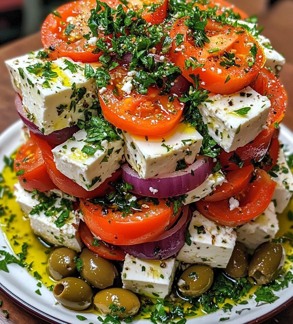 Greek Feta Salad Tower