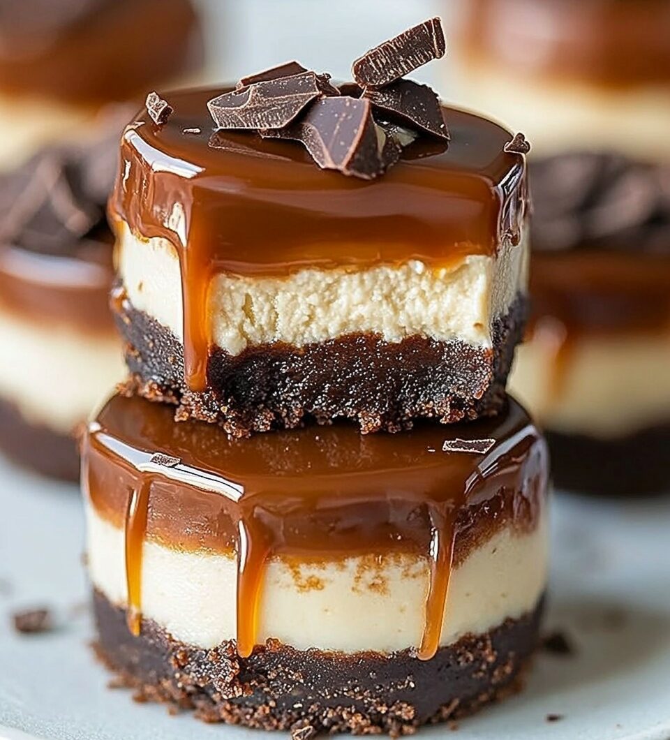 No Bake Chocolate Caramel Cheesecake Bites