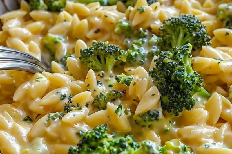 Creamy One-Pot Broccoli Cheddar Orzo