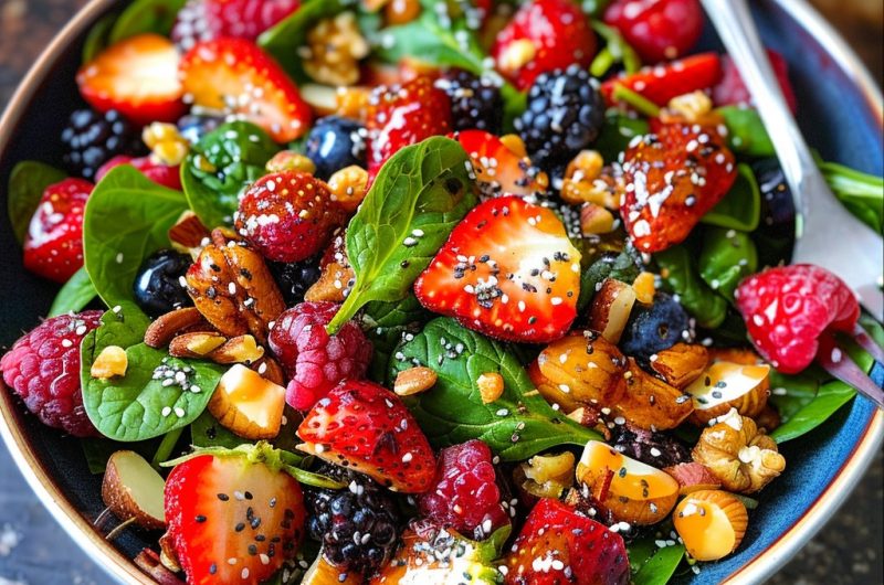Strawberry Spinach Salad with Feta And Pecans