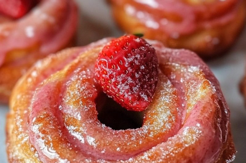 Strawberry Glazed French Crullers
