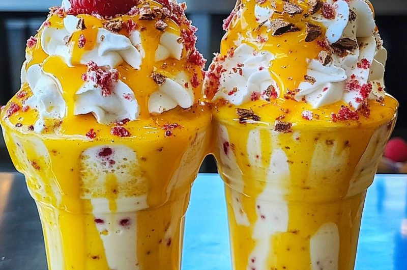 Yellow Raspberry Cheesecake Freakshakes