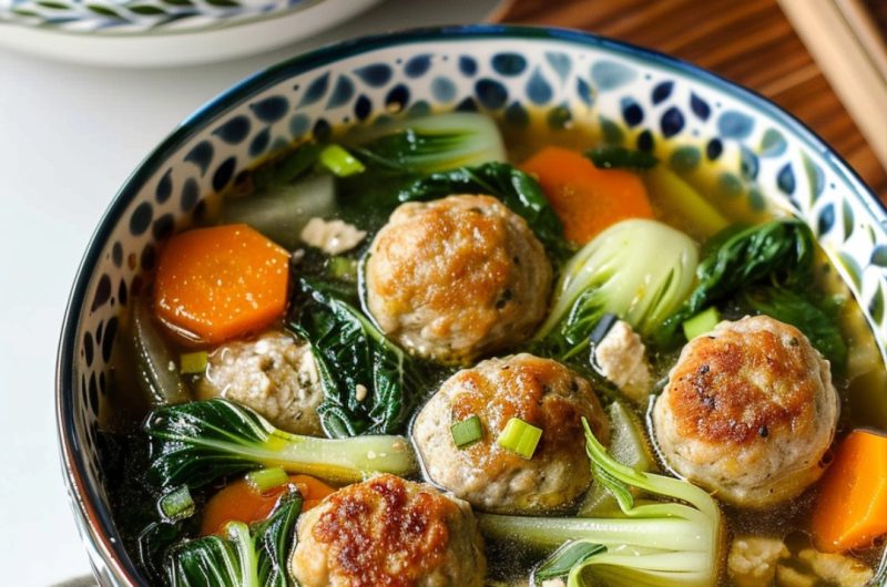 Ginger Pork Meatball Soup with Bok Choy