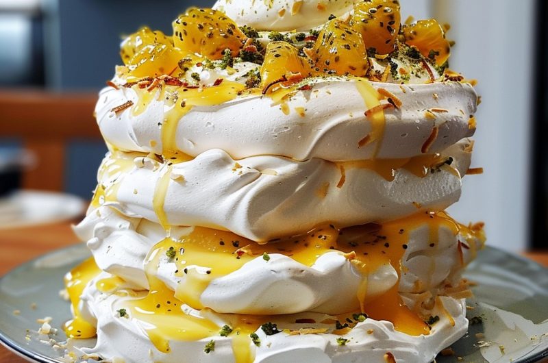 Passionfruit and Coconut Pavlova Stack