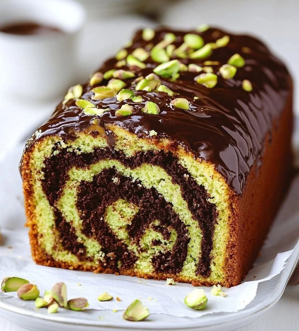 Pistachio and Chocolate Marble Cake