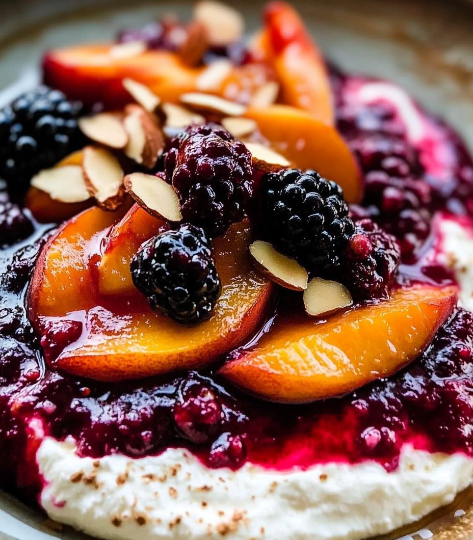Roasted Summer Fruit Over Sweet Ricotta
