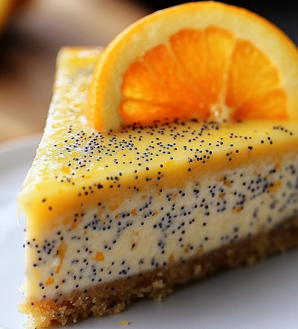 Orange Cream Glazed Poppy Seed Cheesecake