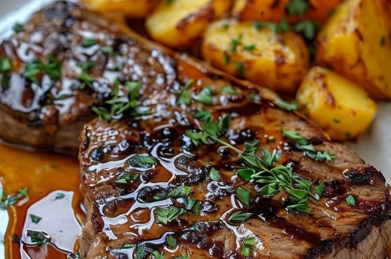 Ribeye Steak with Cheesy Scalloped Potatoes