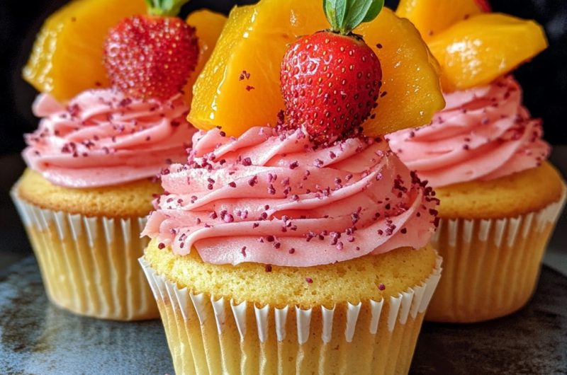 Tropical Strawberry Mango Delight Cupcakes