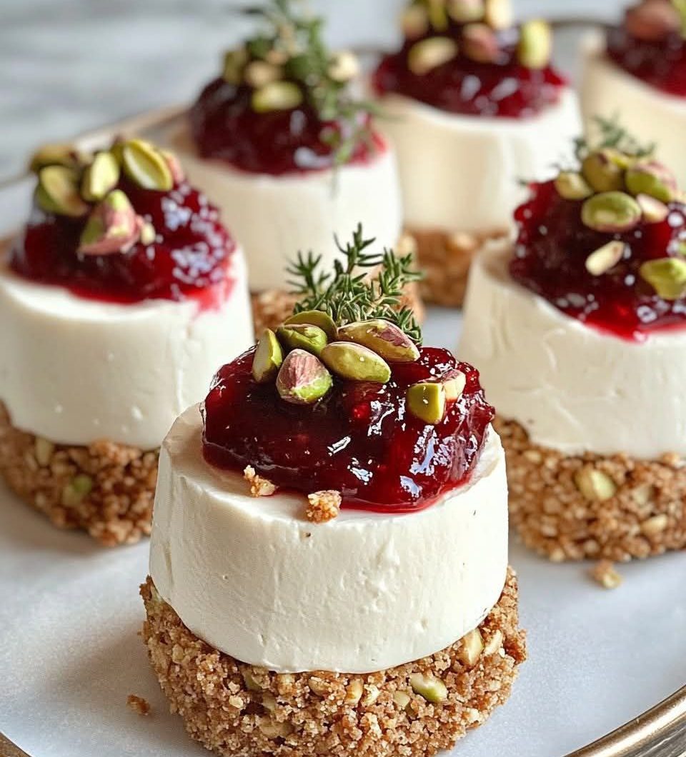 Savory Cranberry, Pistachio & Walnut Cheesecake Cups