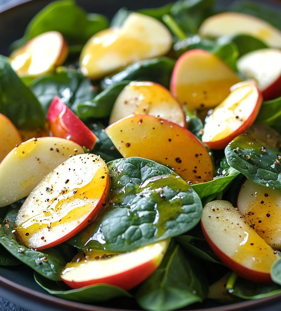Apple Spinach Salad with Honey-Mustard Lemon Dressing