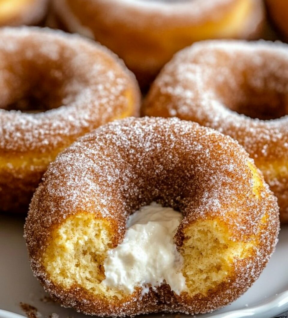 Pumpkin Cinnamon Sugar Donuts with Cream Cheese Filling