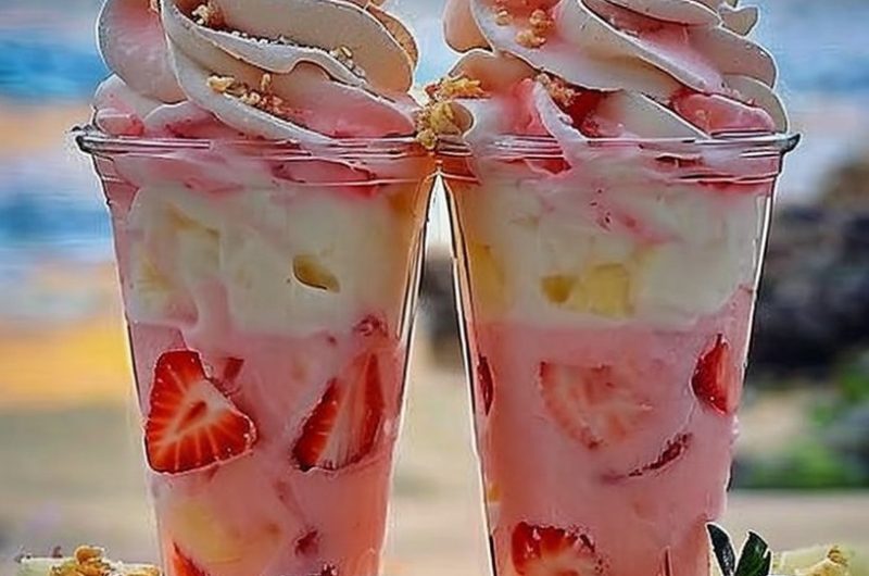Strawberry Piña Colada with Malibu Frosting