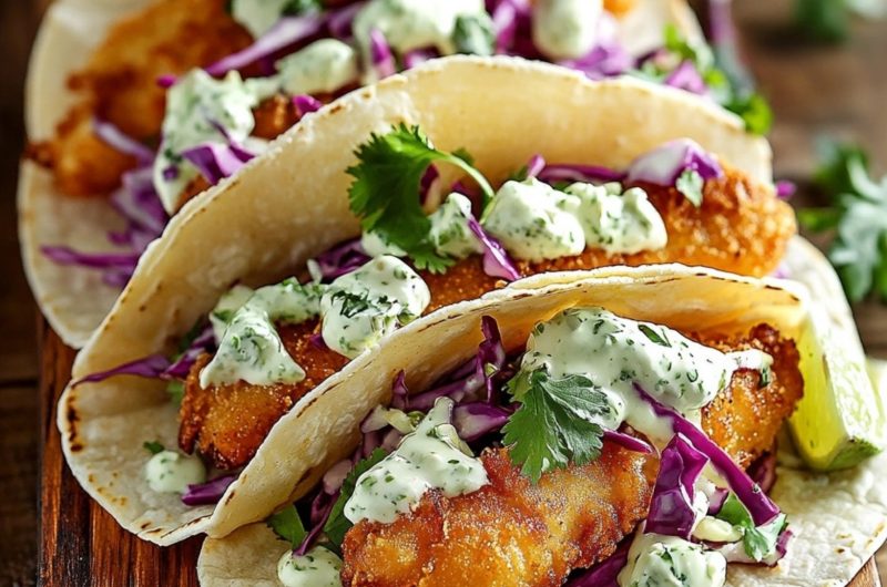 Crispy Fish Tacos with Cilantro Lime Slaw