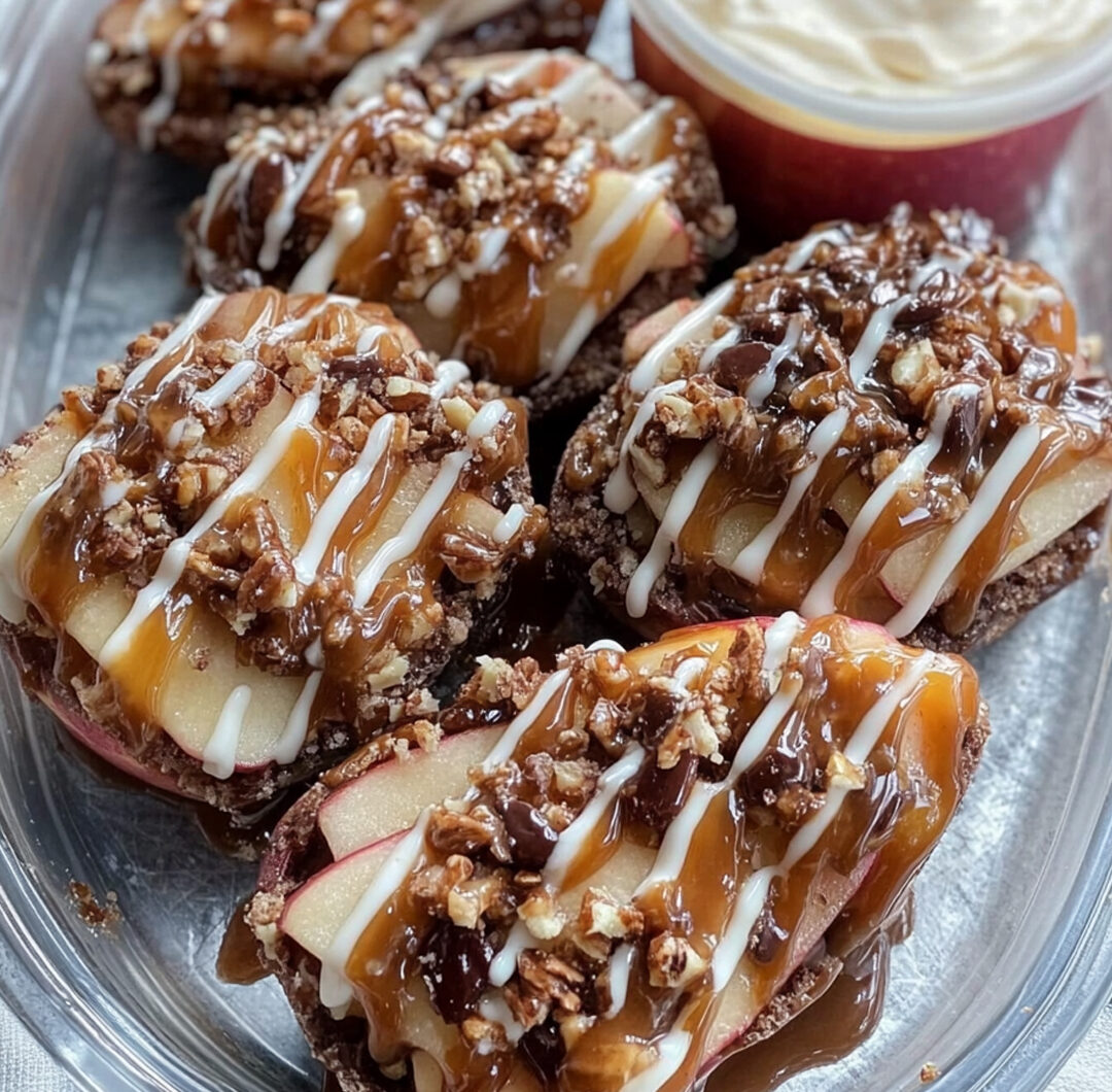 Turtle Apple Slices with Cheesecake Dip