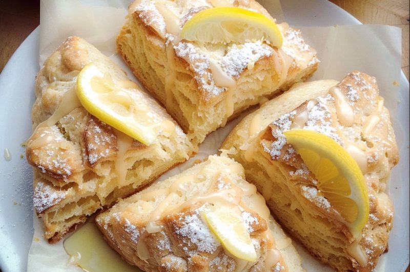 Buttery and Flaky Lemon Scones with a Zesty Glaze