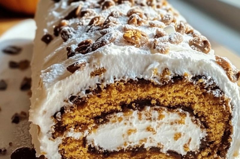 Pumpkin Cannoli Cake Roll