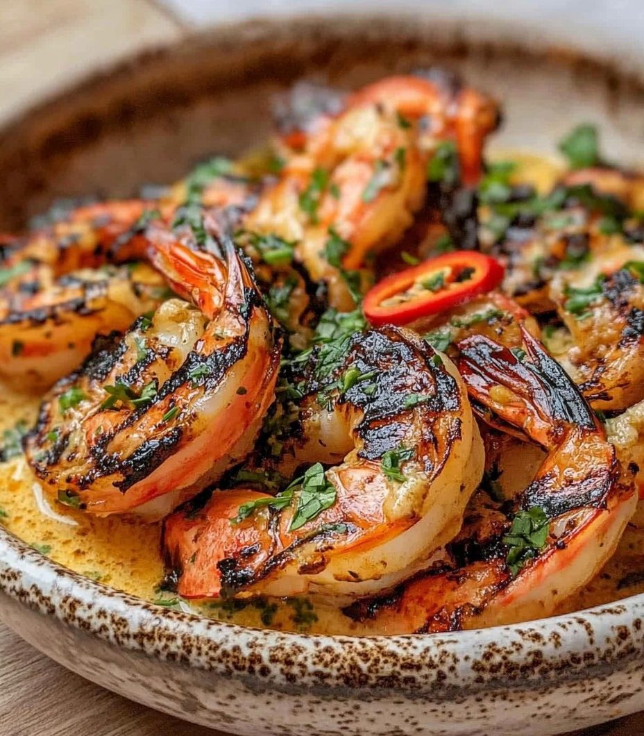 BBQ Grilled Prawns with Garlic, Lemon & Chilli