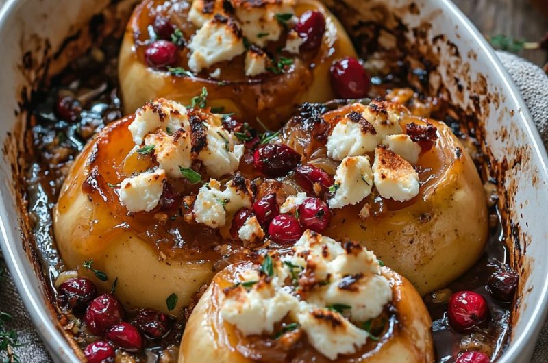 Baked Apples with Feta, Honey, and Cranberries