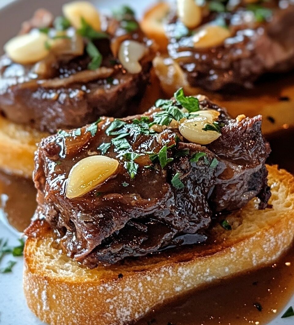 Braised Short Ribs with Garlic Crostini