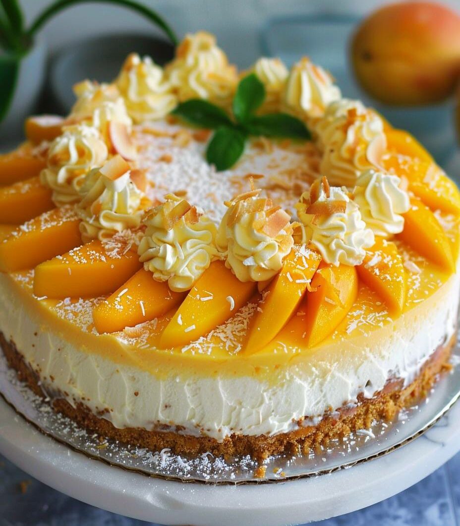 Mango Coconut Cheesecake Cake