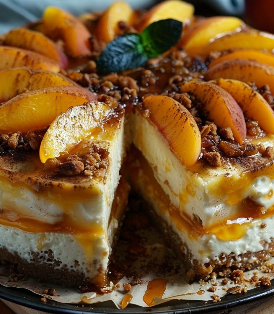 Peach Cobbler Cheesecake Cake