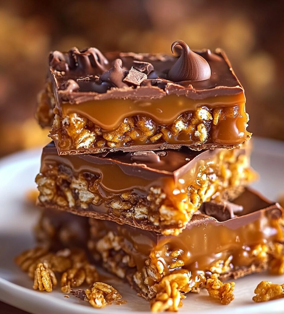 Irresistible Caramel Chocolate Crunch Bars