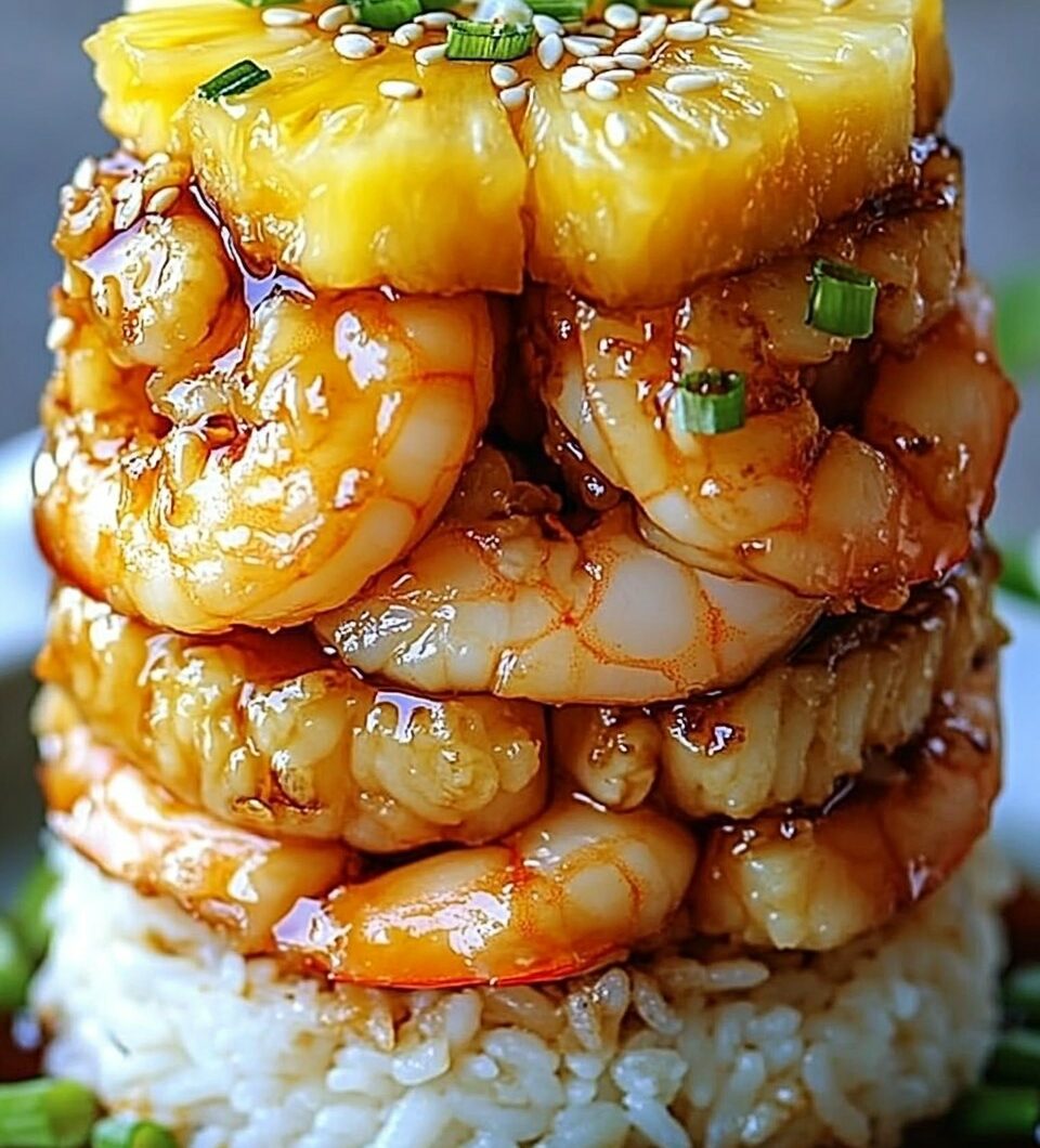 Teriyaki Shrimp & Pineapple Rice Stack