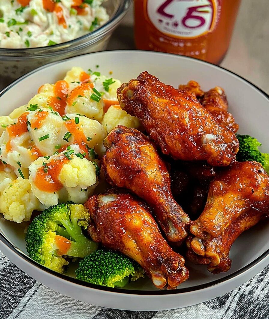 Chicken Wings & Potato Salad with Broccoli & Cauliflower