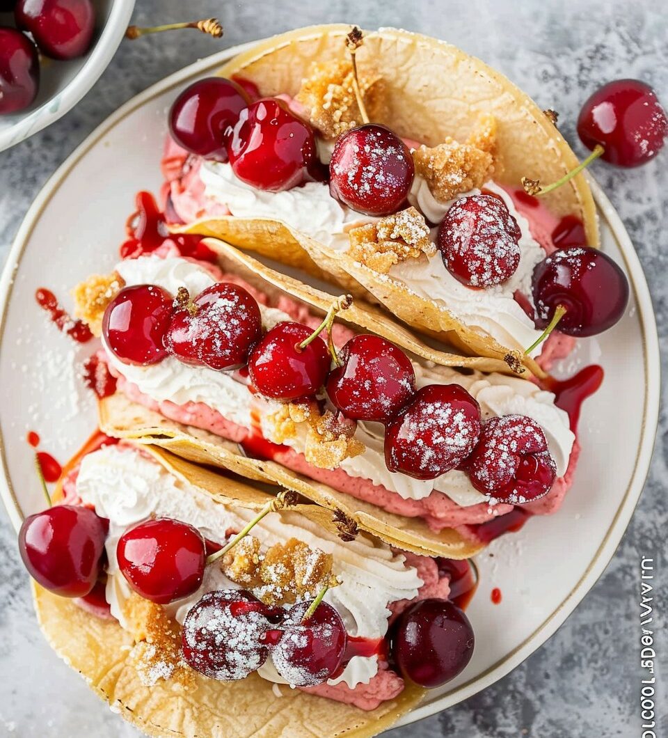 Cherry Cheesecake Tacos