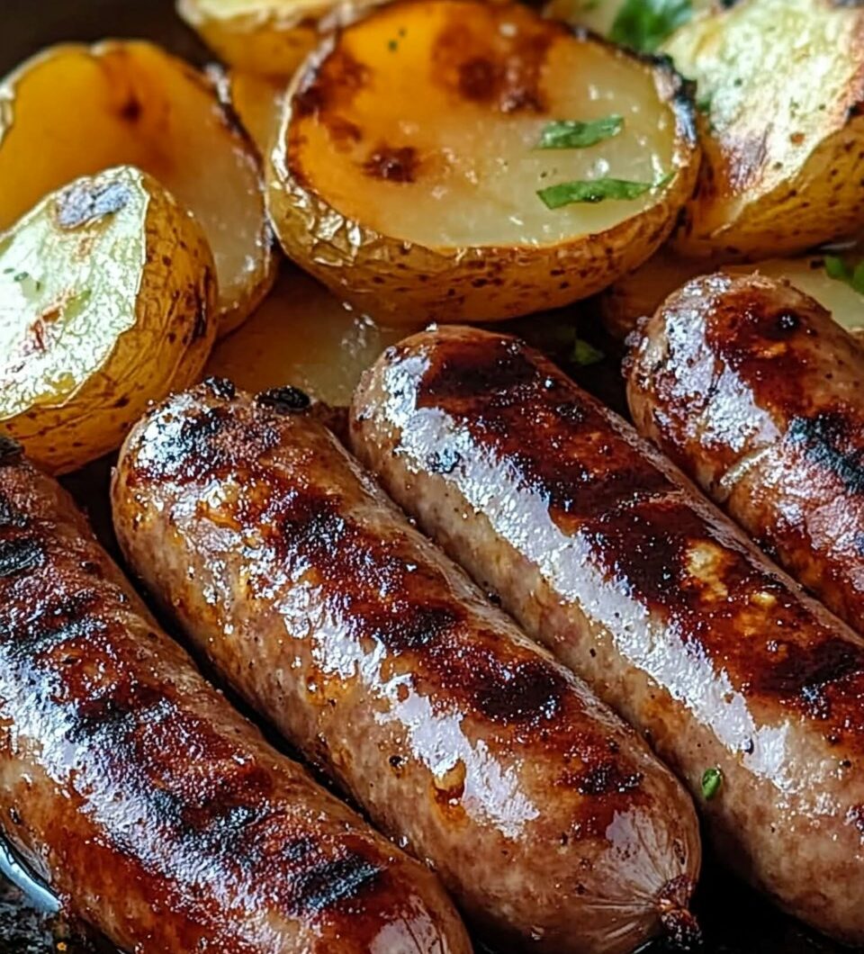 Grilled Sausages & Crispy Potato Slices